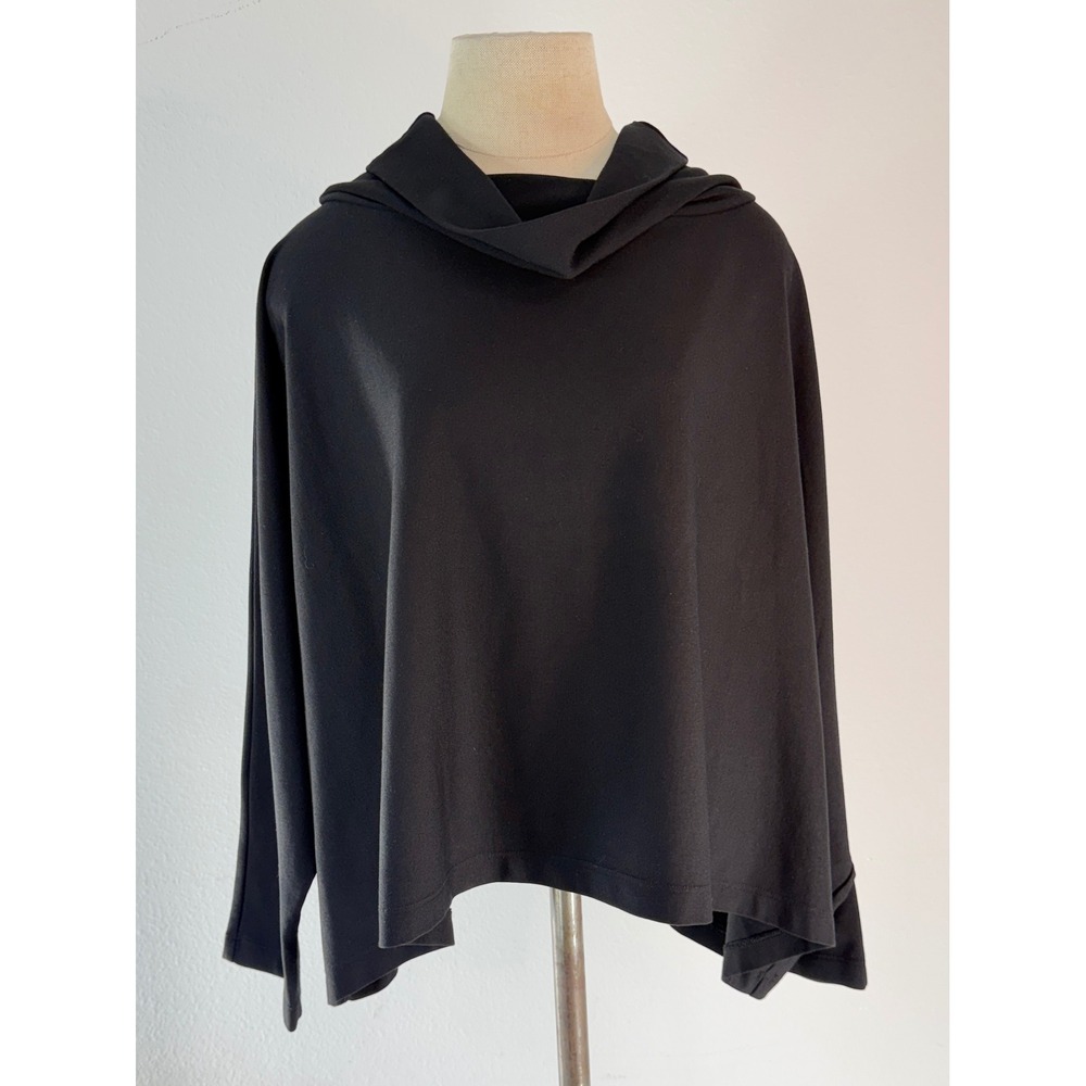 Bryn Walker Black Cowl Neck Drop Shoulder Sweatshirt Boxy Oversized Lagenlook L - Picture 2 of 8